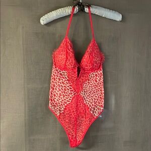 Victoria's Secret Red Leopard Print Bodysuit